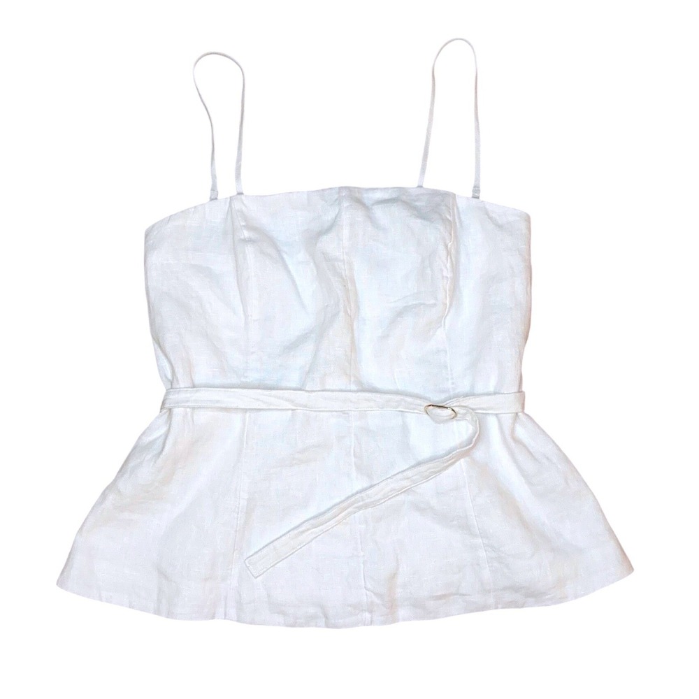 Abercrombie Linen Collection Smocked Peplum Top Womens M